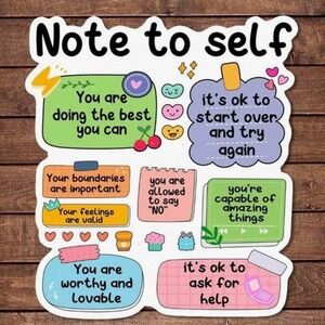 Note to Self Sticker – Colorful Positive Affirmations Vinyl Decal